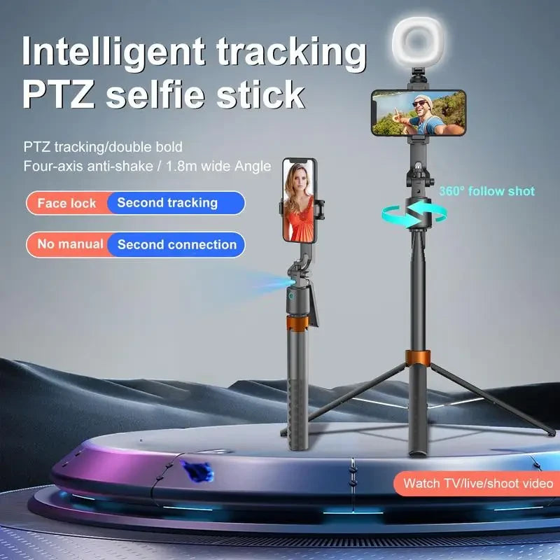 Smart Selfie Stick Tripod – Face Tracking, Dual Fill Lights, Video Creator