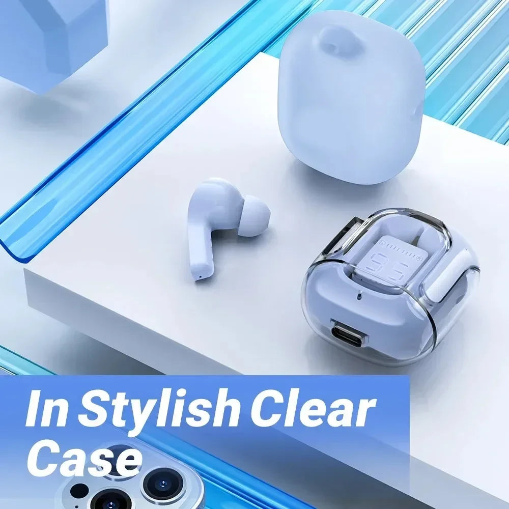 Wireless Bluetooth Earphones – Transparent, Noise Reduction, 5 Colors