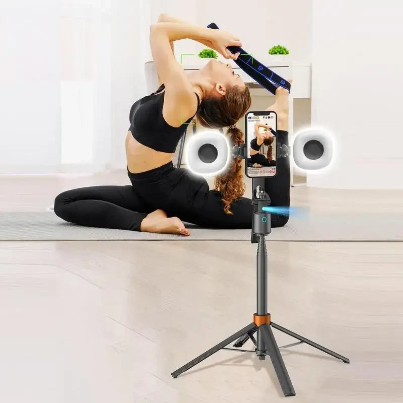 Smart Selfie Stick Tripod – Face Tracking, Dual Fill Lights, Video Creator