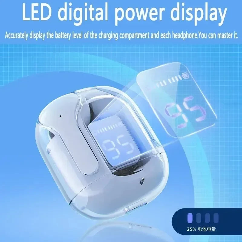 Wireless Bluetooth Earphones – Transparent, Noise Reduction, 5 Colors